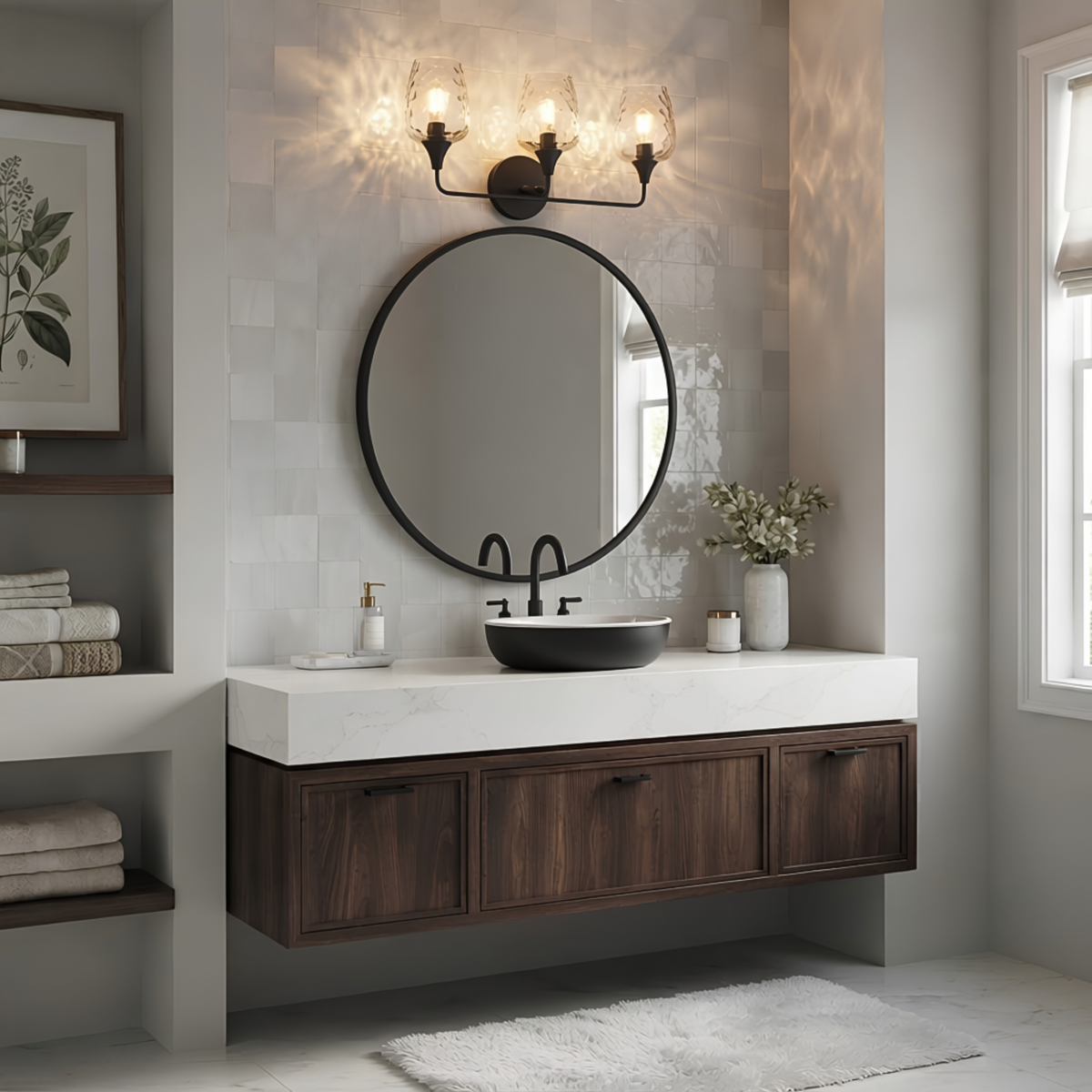 3-Light Hammered Clear Glass Vanity - MB