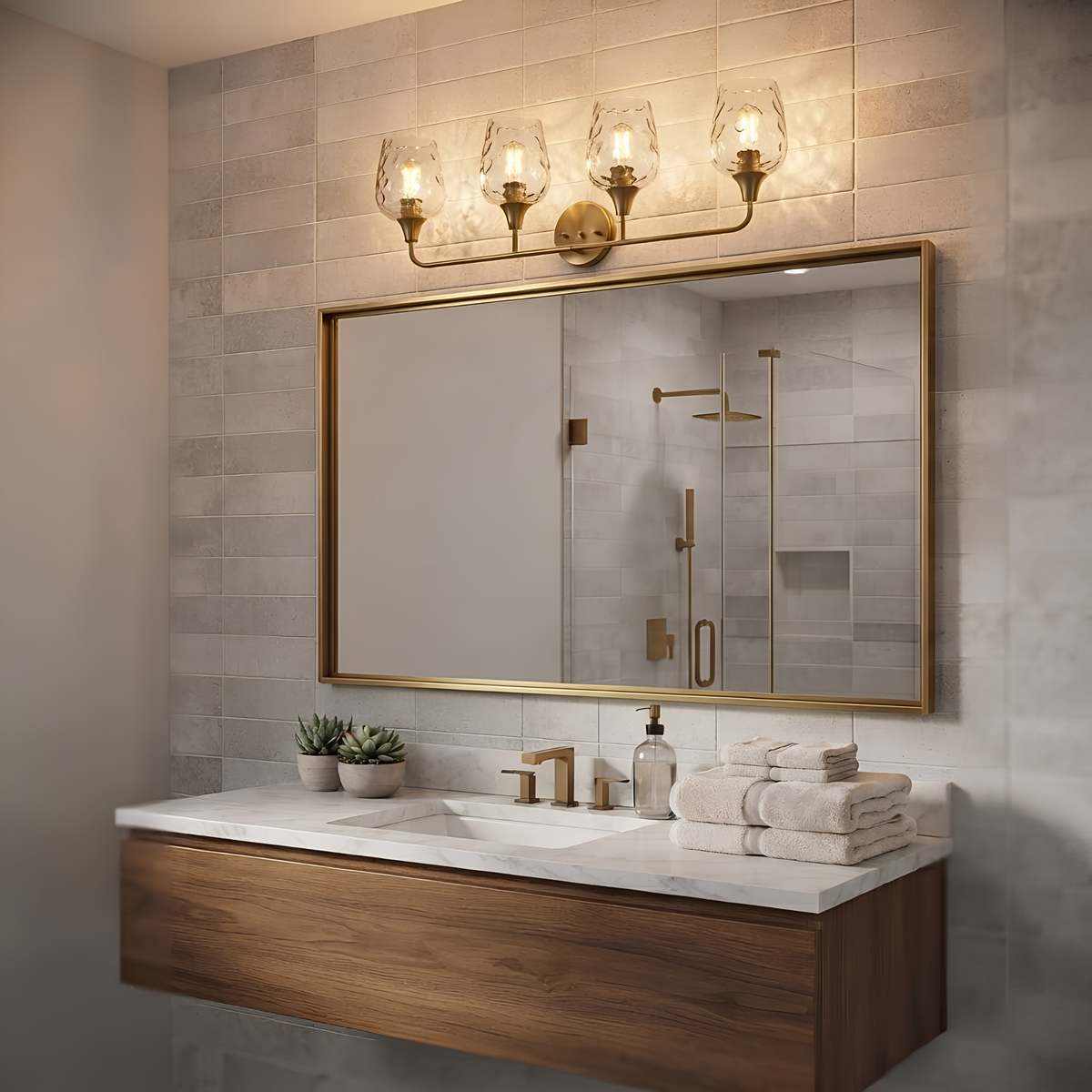 4-Light Hammered Clear Glass Vanity - BB