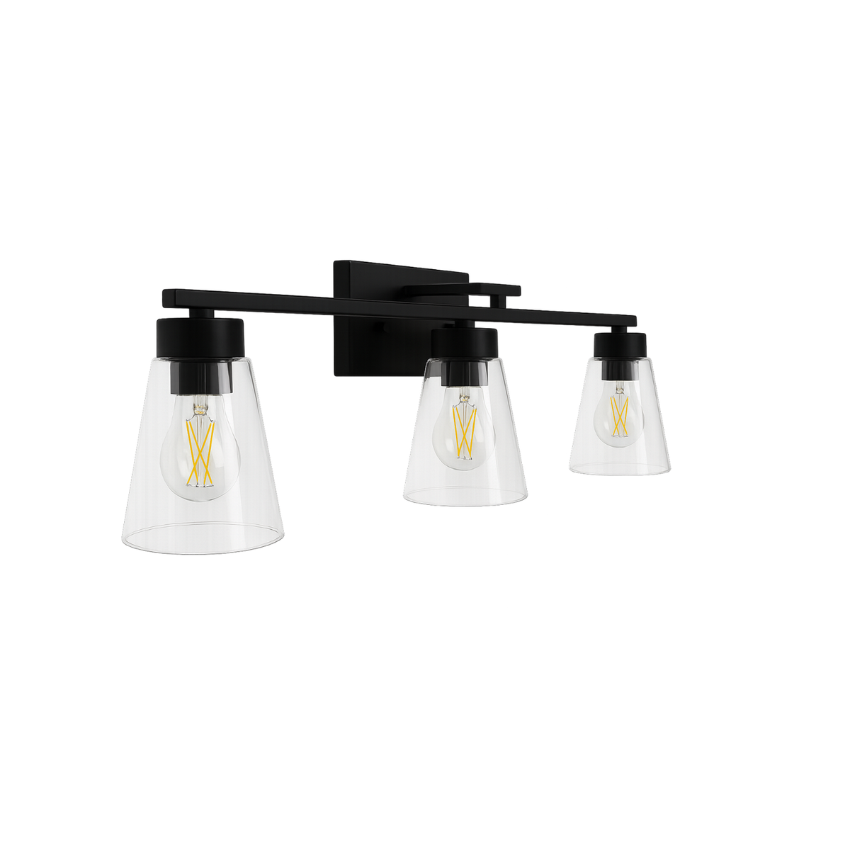 3-Light Cone Vanity Matte Black