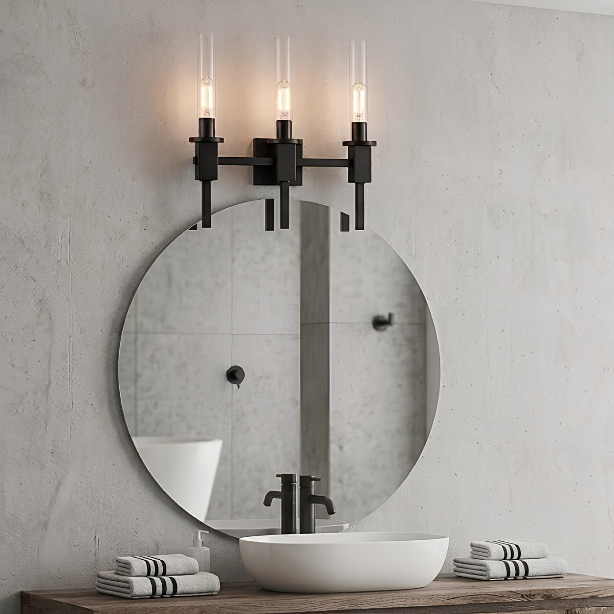 Roma 3-Light LED Clear Tube Glass Sconce