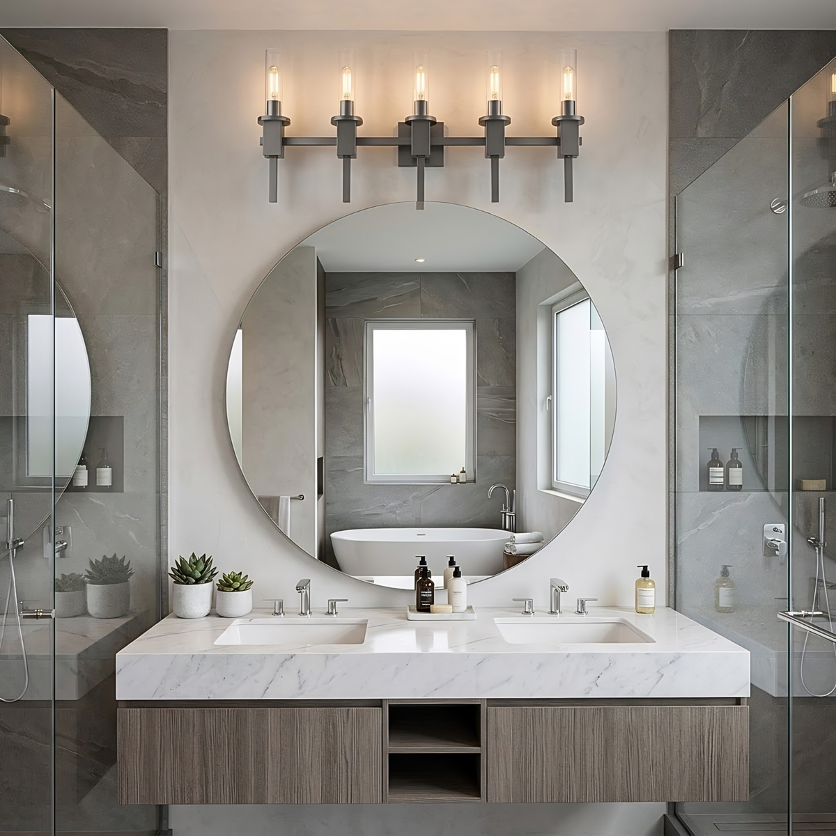Roma 5-Light LED Clear Tube Glass Sconce