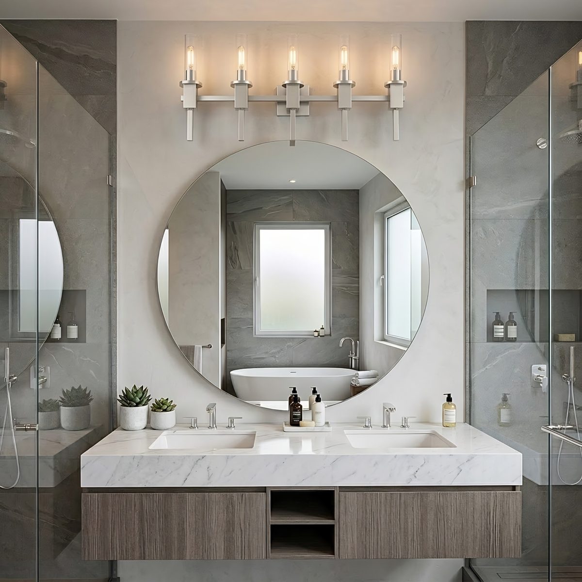 Roma 5-Light LED Clear Tube Glass Sconce