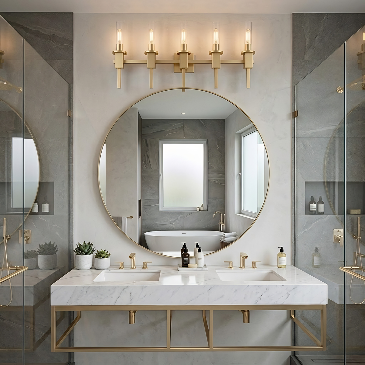 Roma 5-Light LED Clear Tube Glass Sconce