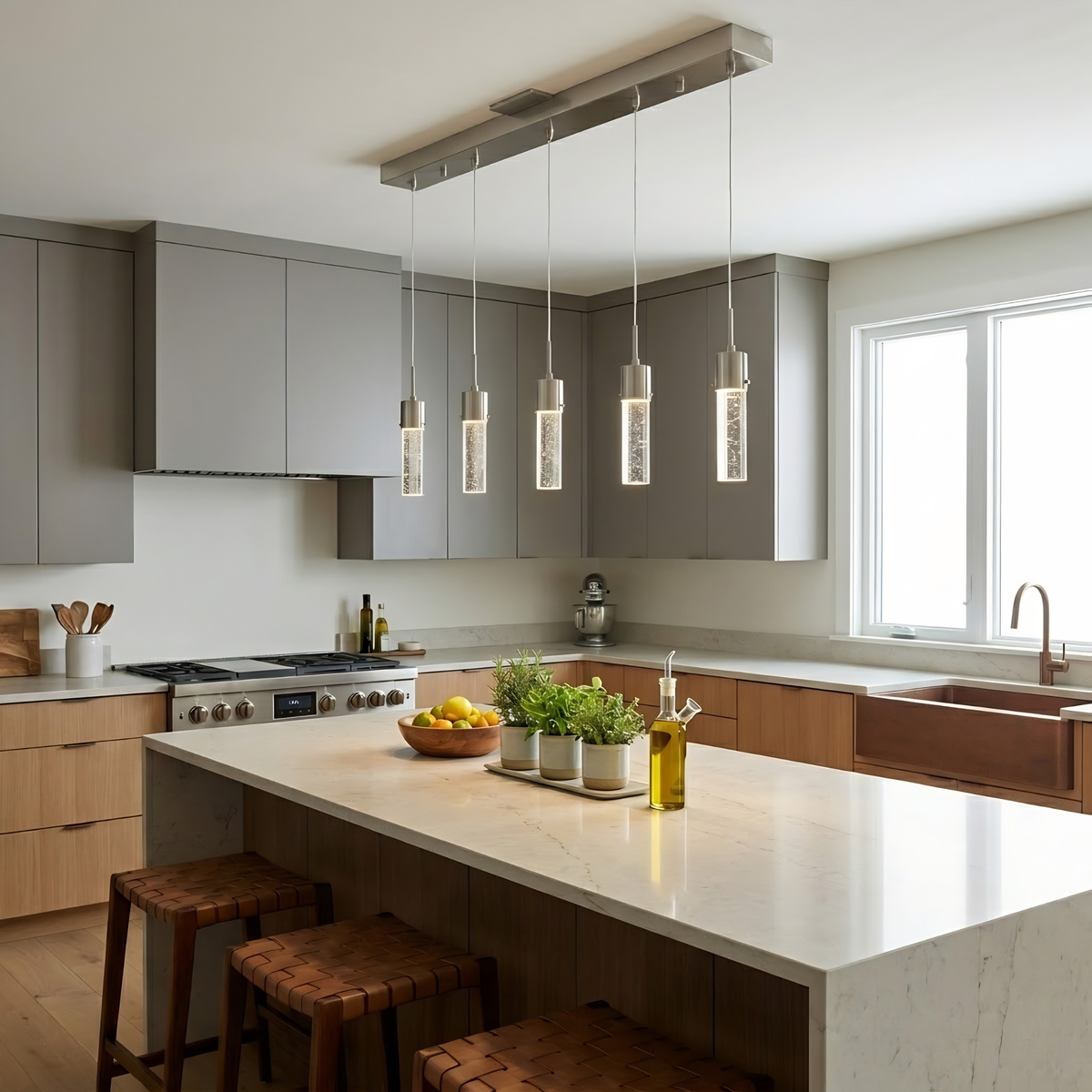 Vivio Soffi 5-Light Linear Pendant - Brushed Nickel
