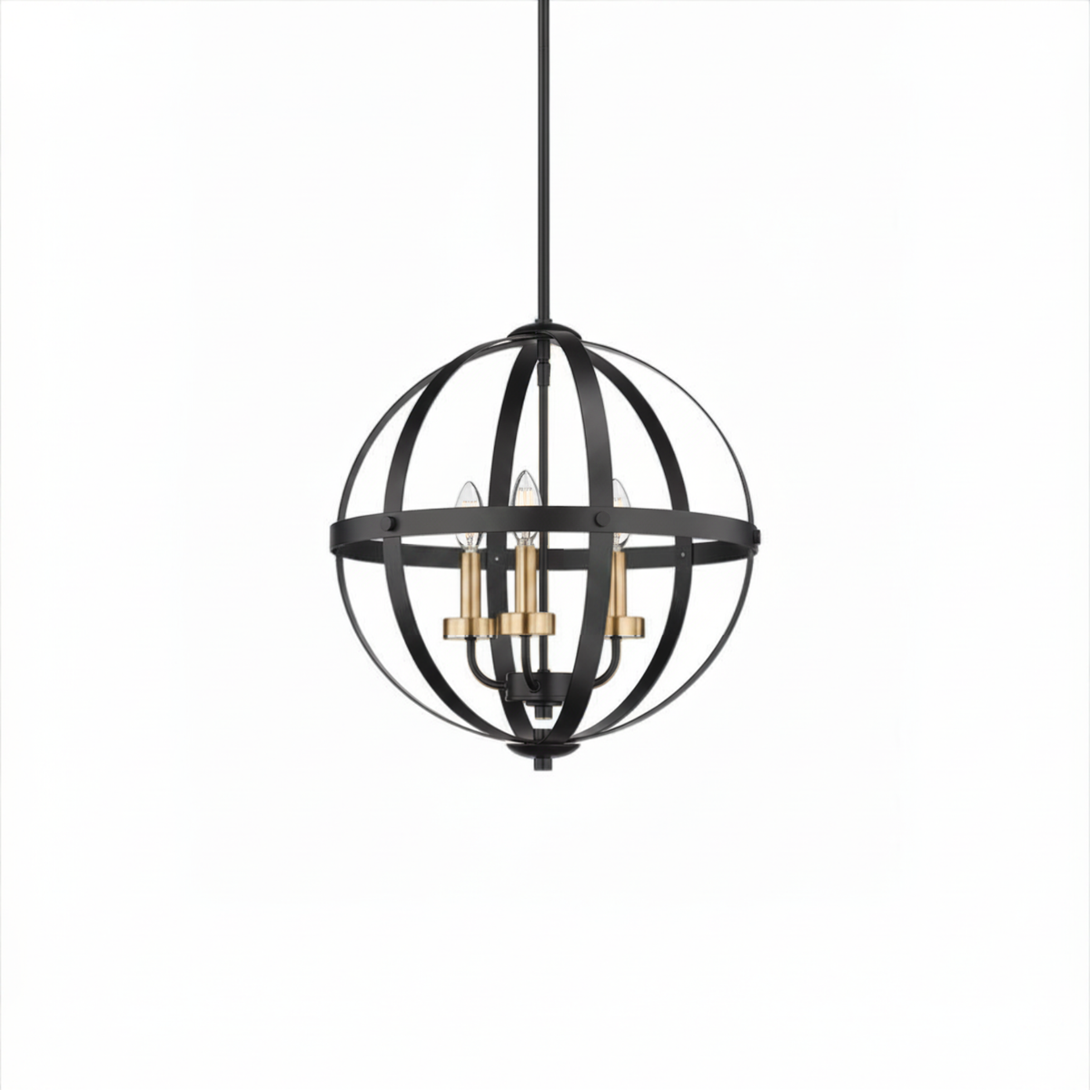 Aura 12" 3-Light Strap Steel Sphere