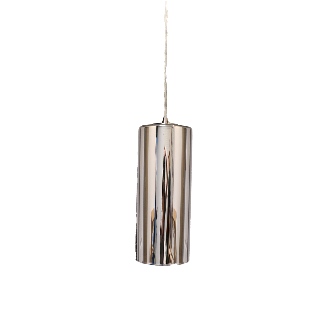 1-Light 12&quot; Cylinder Pendant - Brushed Nickel Silver Chrome Glass