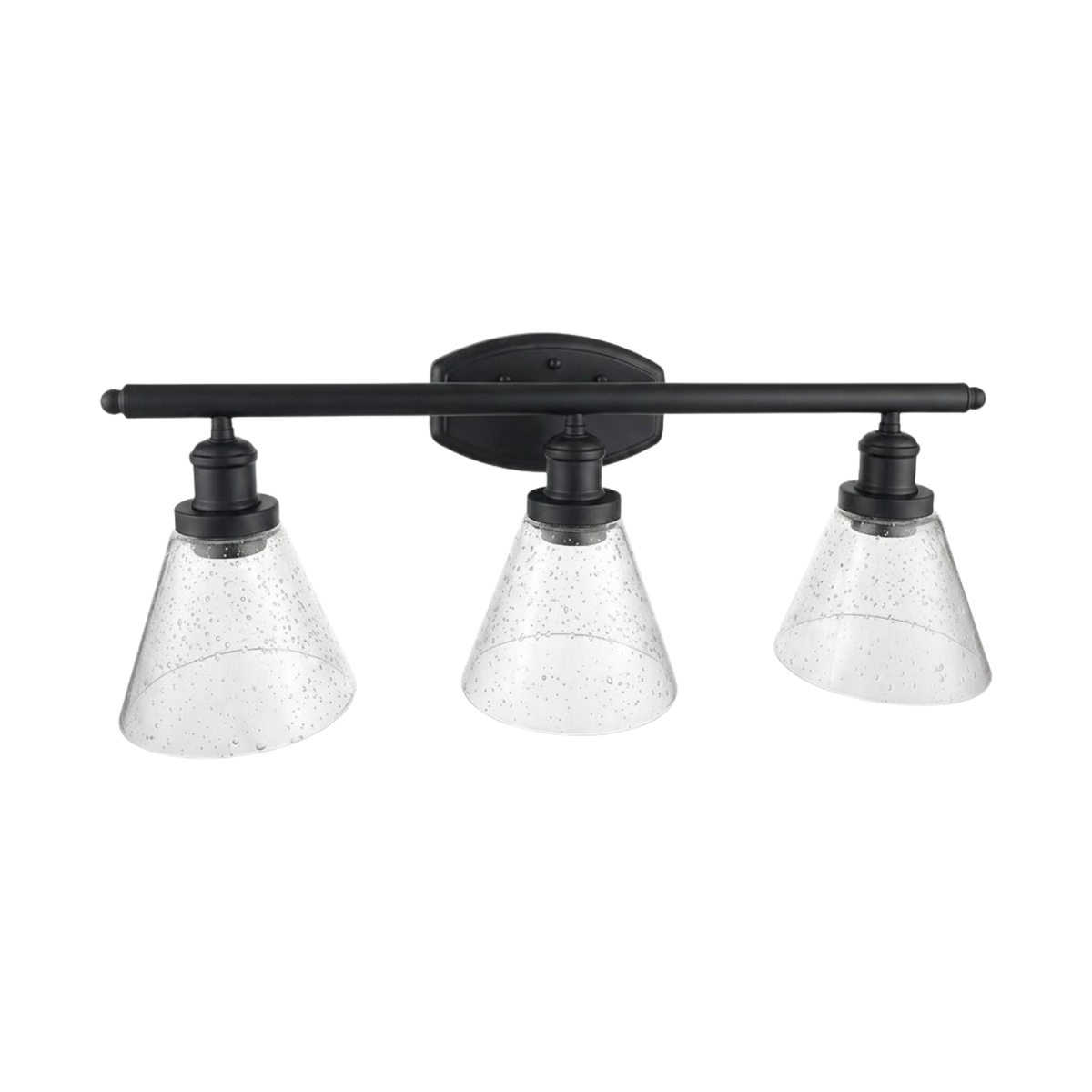 3-Light Vanity - Matte Black G64 Clear Seeded Glass