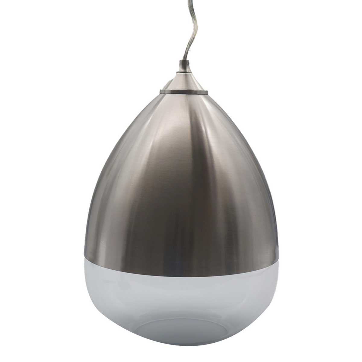 1-Light Acorn Shape Pendant - Brushed Nickel  Clear Glass 10 Feet Clear SVT Cord
