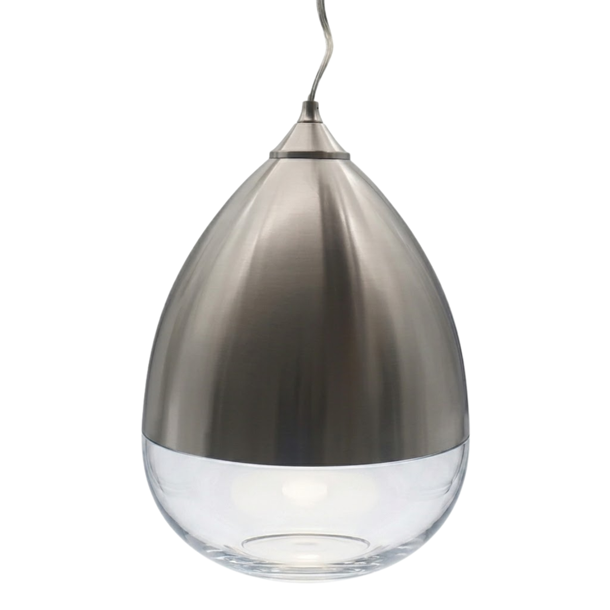 1-Light Acorn Shape Pendant - Brushed Nickel  Clear Glass 10 Feet Clear SVT Cord