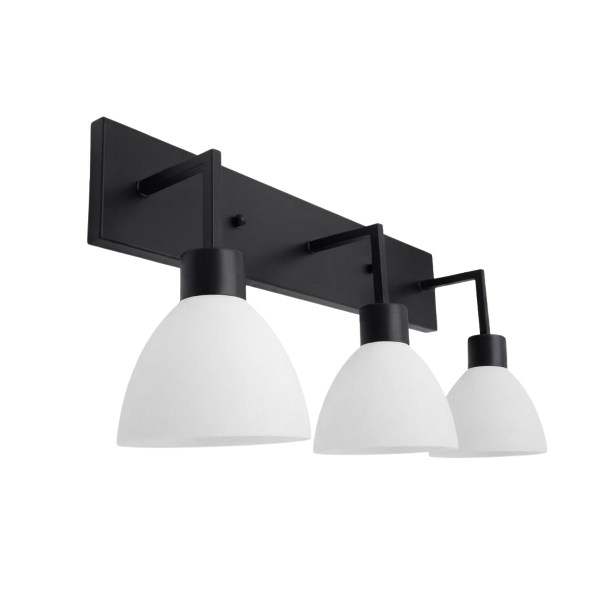3-Light White Steel Shade Vanity - Matte Black