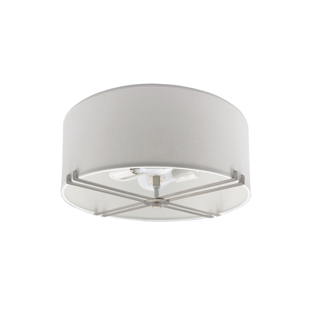 2-Light Linen Shade Flush Mount Brushed Nickel