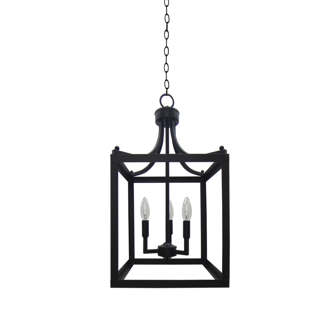 Black 3 Light Square Chandelier