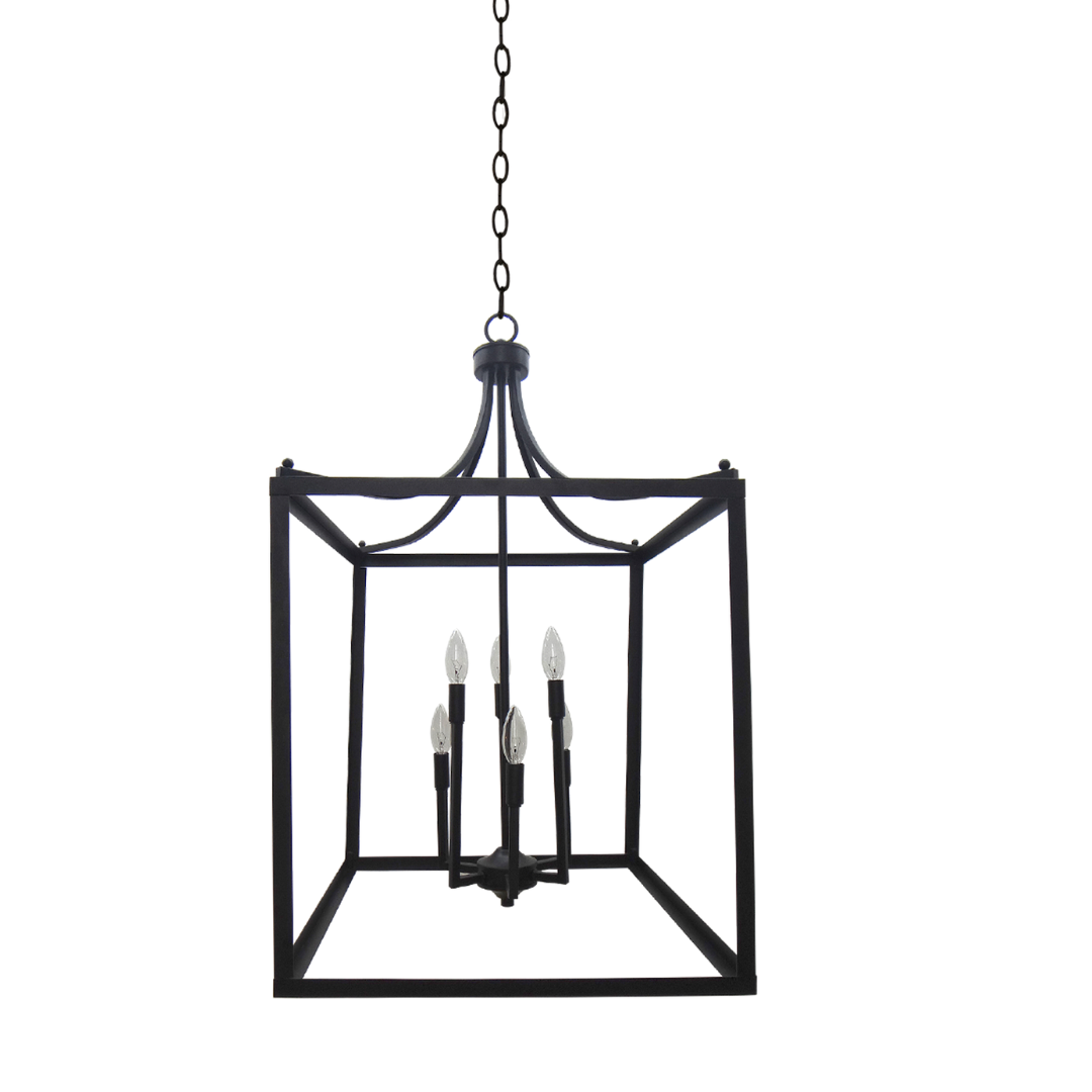 Black 6 Light Square Chandelier