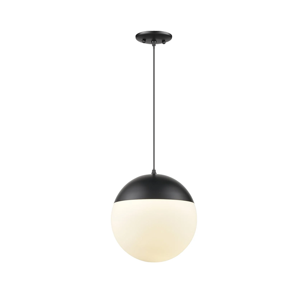 1-Light Pendant With Frosted Glass Matte Black