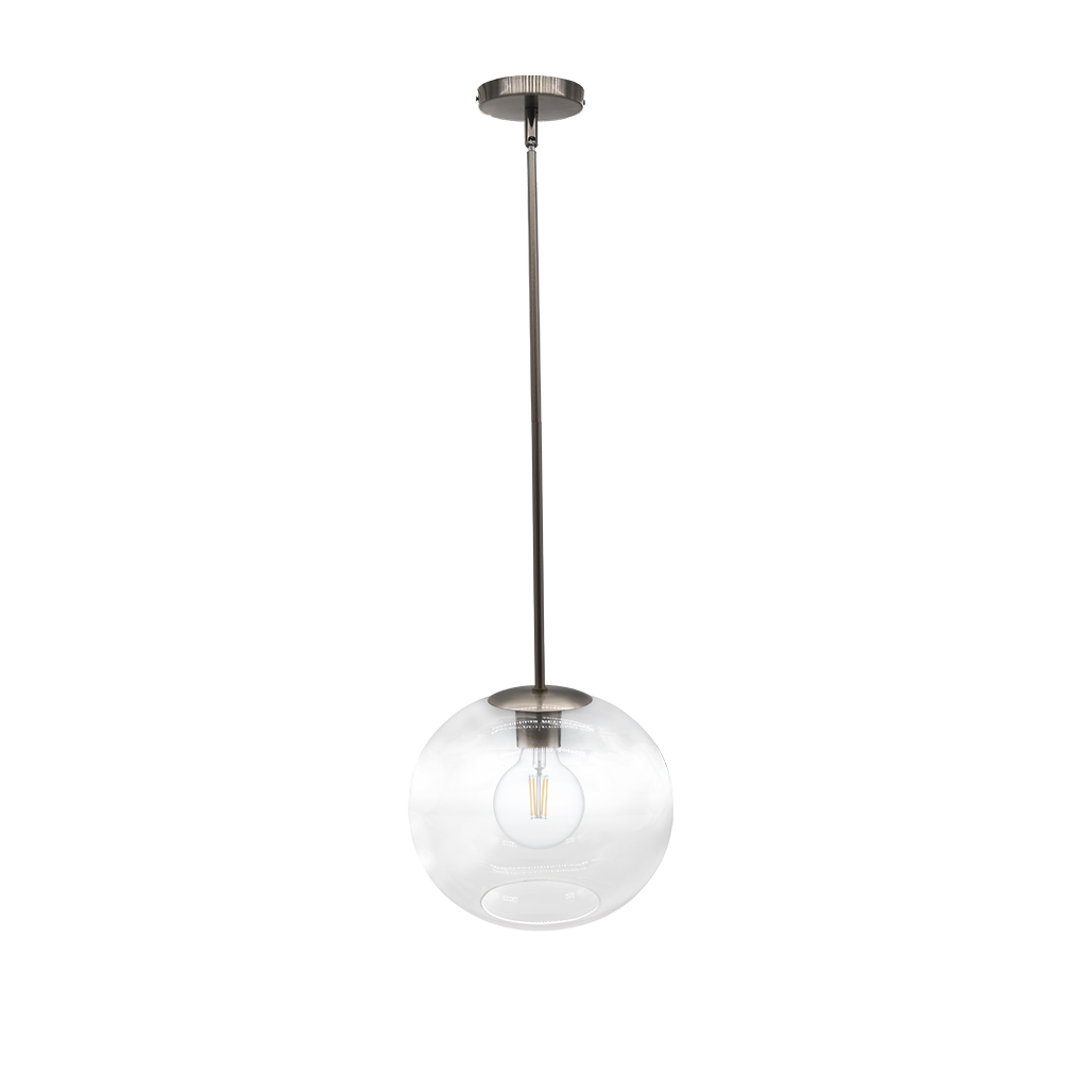 Oval Clear Glass Pendant Brushed Nickel