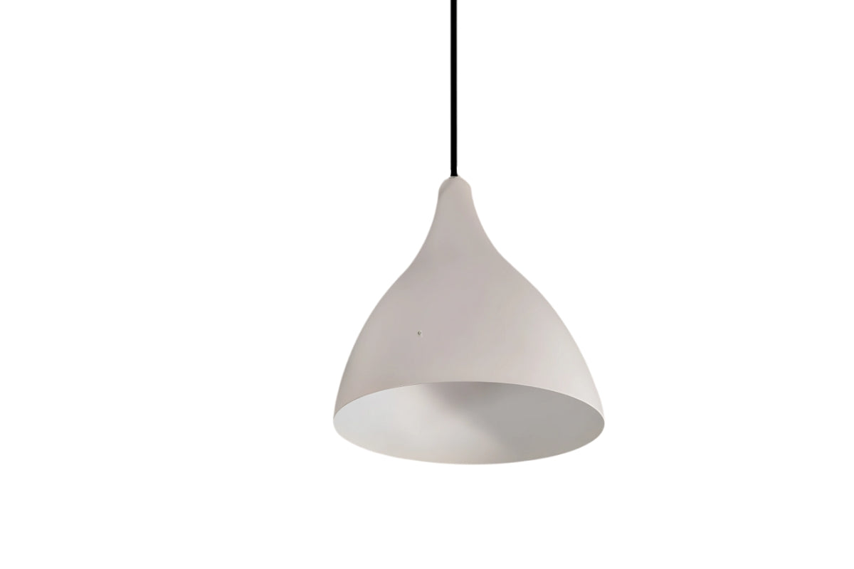 1-Light 9&quot; Matte White Pendant - Black Braided cord