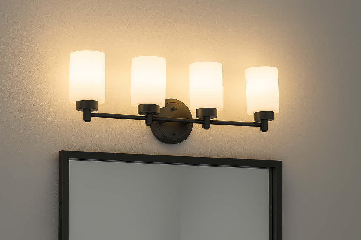 Mincio 4-Light White Glass Vanity - MB
