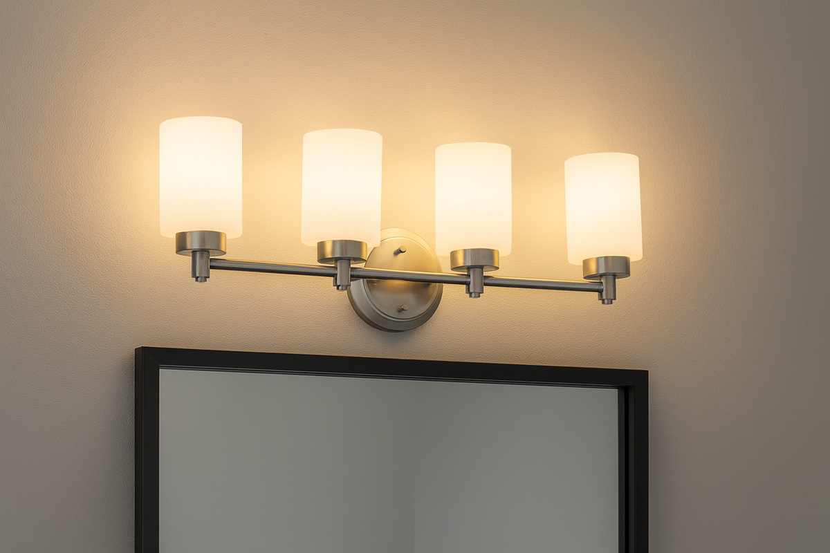 Mincio 4-Light White Glass Vanity - NK