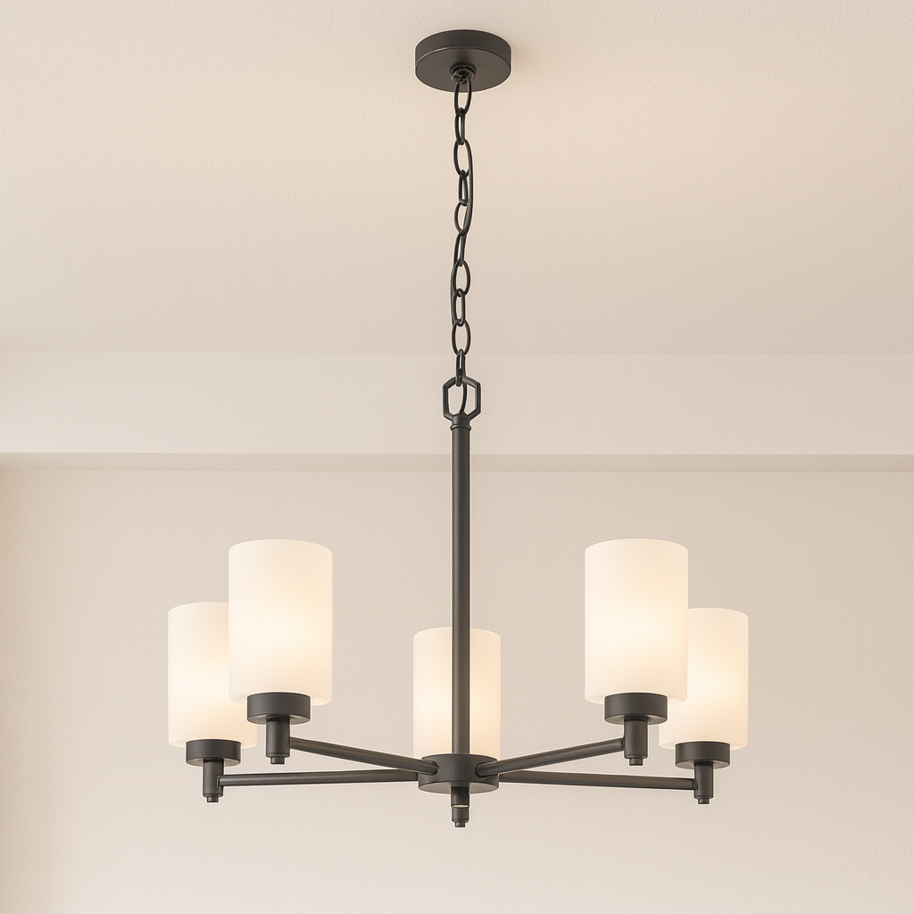 Mincio 5-Light White Glass Chandelier - MB