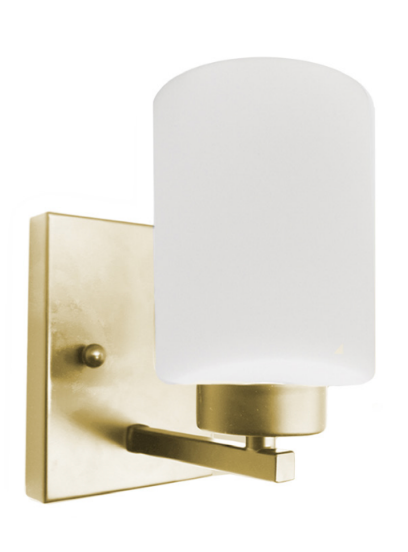1-Light White Glass Vanity - Champagne Gold