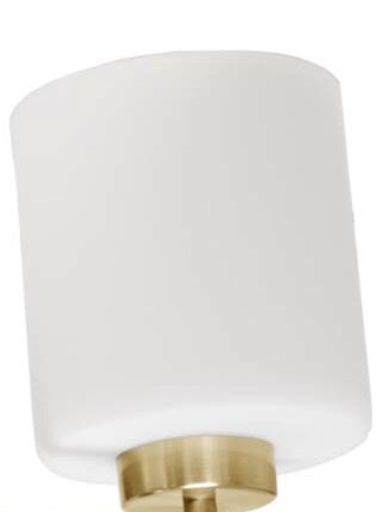 2-Light White Glass Vanity - Champagne Gold