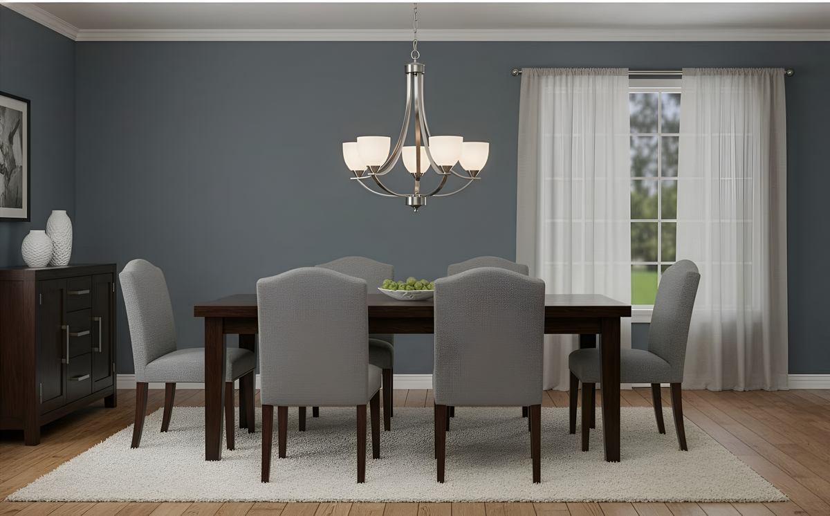 Victoria 5-Light Chandelier White Glass