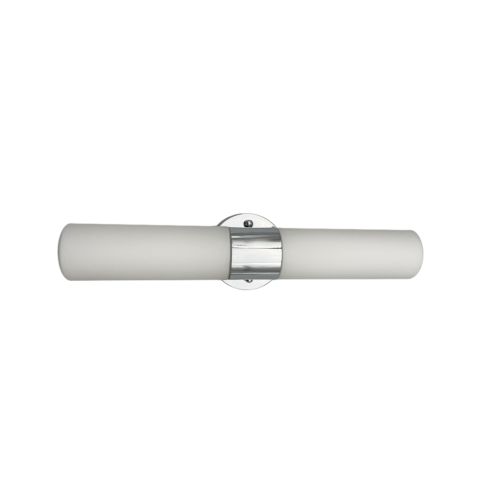 2-Light Cylinder Glass Vanity - Chrome 15W LED 3000K