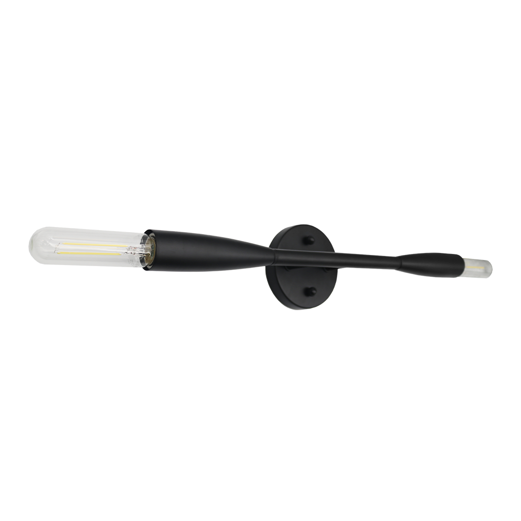 2-Light Horizontal Vanity Matte Black