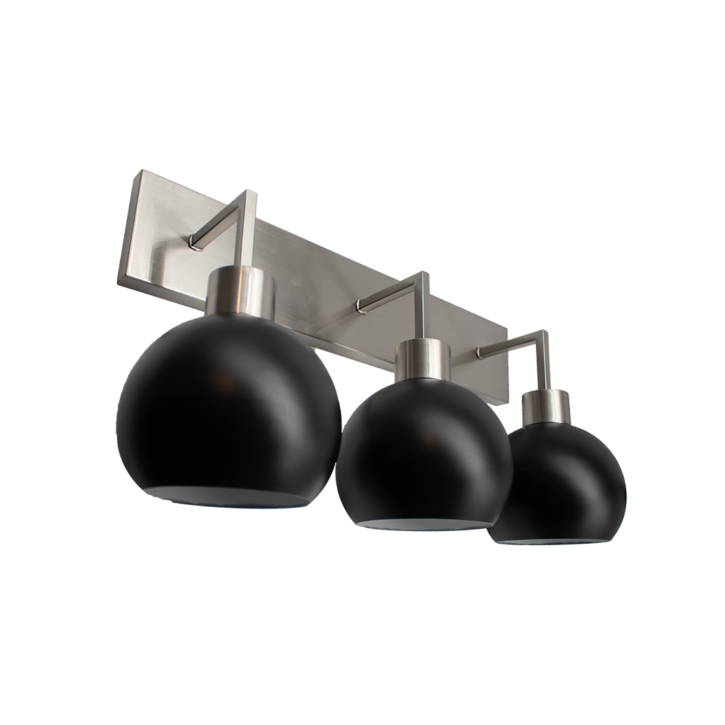 3-Light Globe Vanity - Brushed Nickel/Matte Black