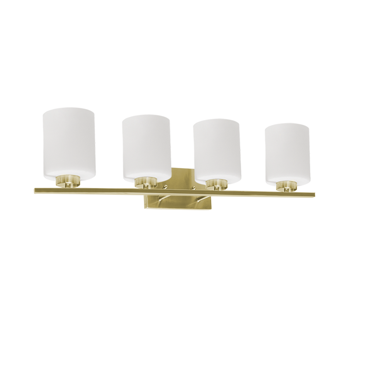 4-Light White Glass Vanity - Champagne Gold