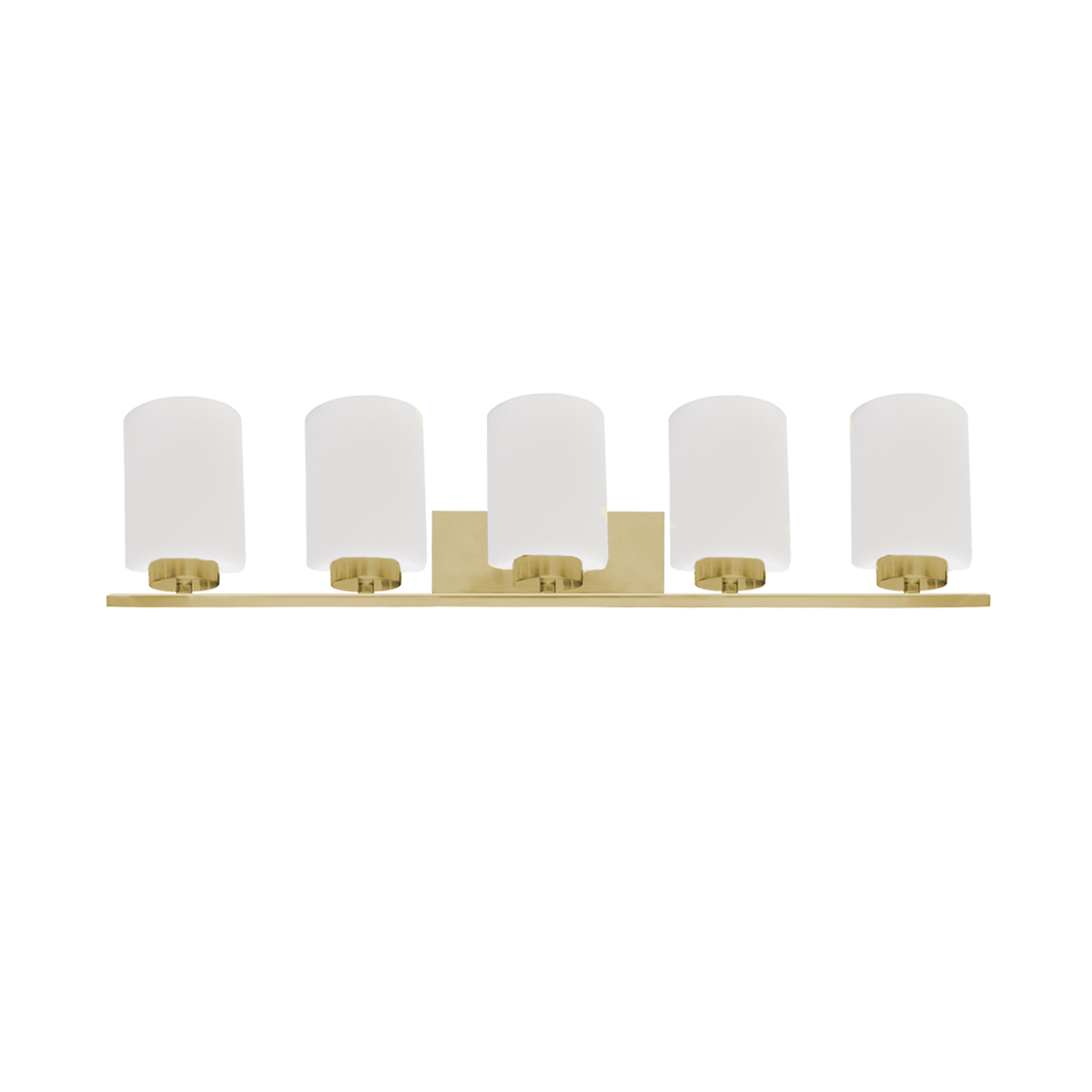 5-Light White Glass Vanity - Champagne Gold
