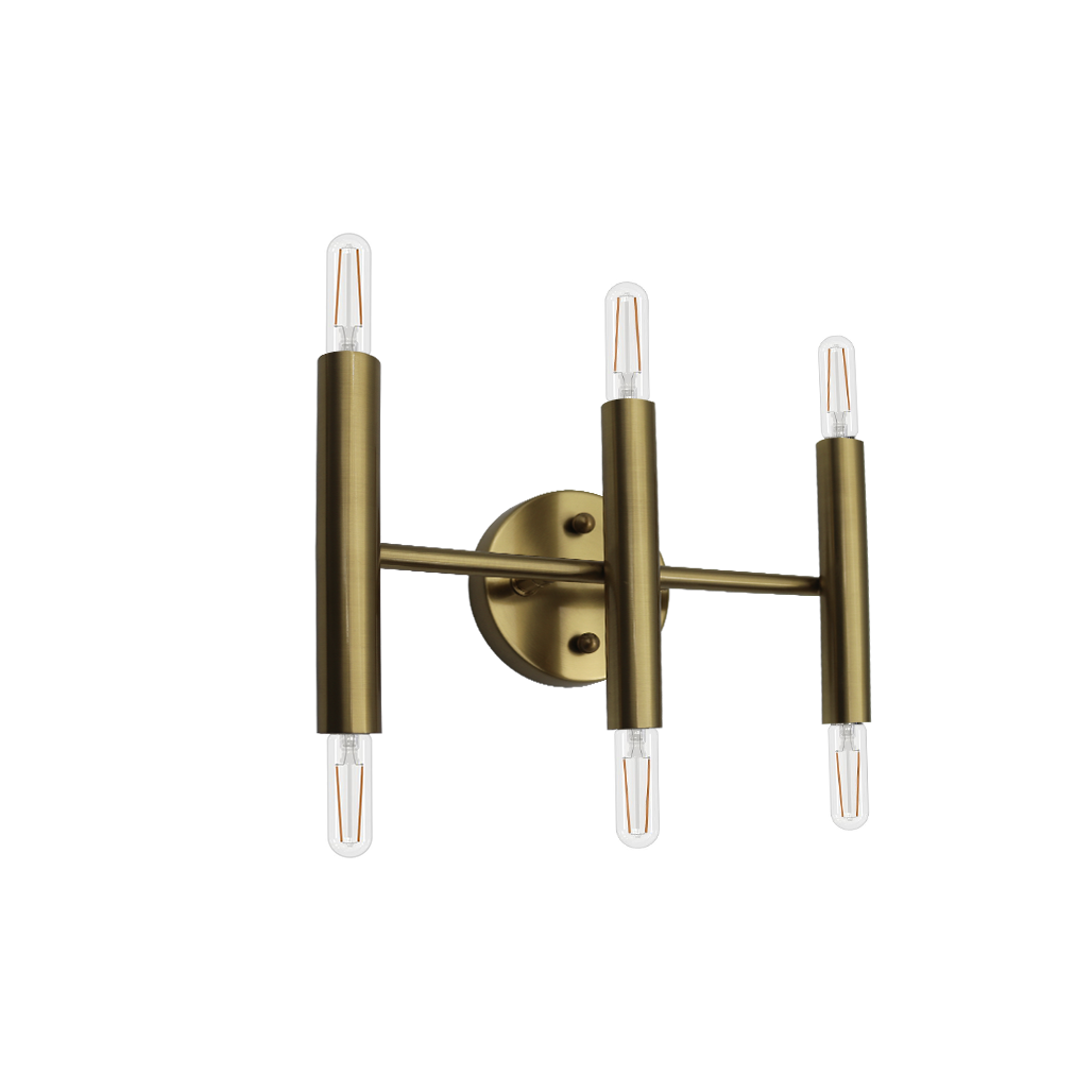 3-Light Tube Vanity Matte Gold
